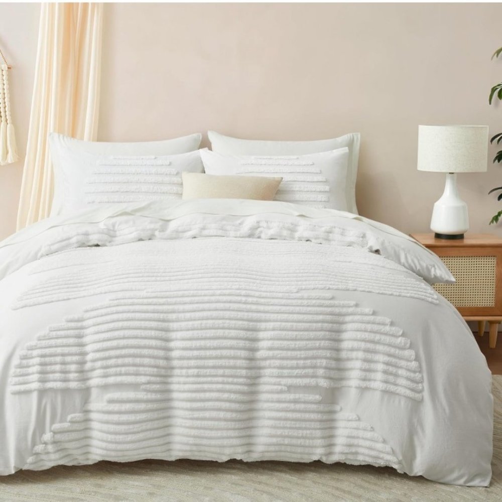 BEDAZZLED Duvet Cover King Size, 3 Pieces Boho Bedding Sets for Shabby Chic Home